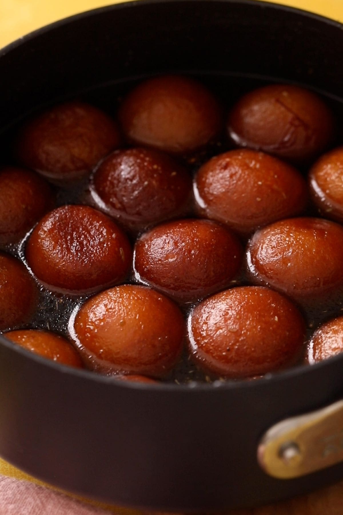 Gulab jamun are left to soak for few hours for a few hours.