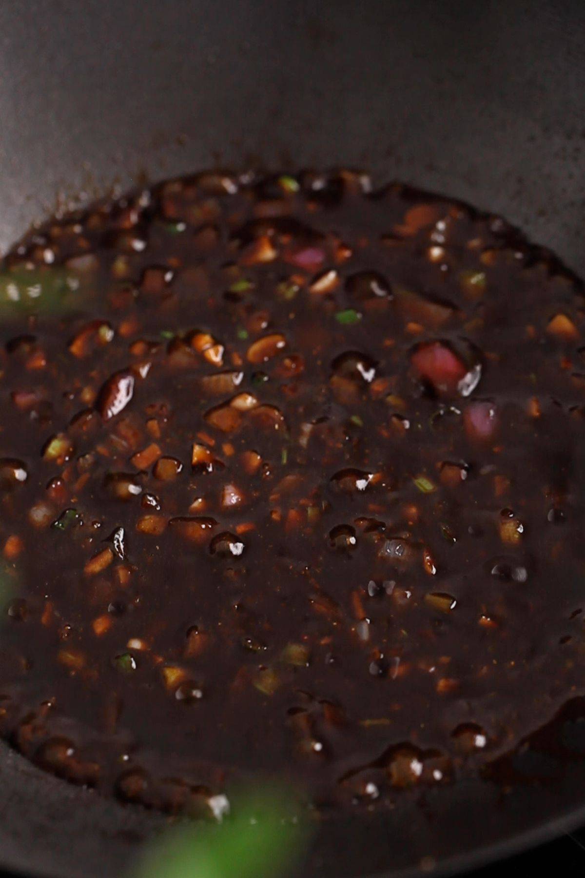 Let the aromatics and condiments simmer for a little bit.