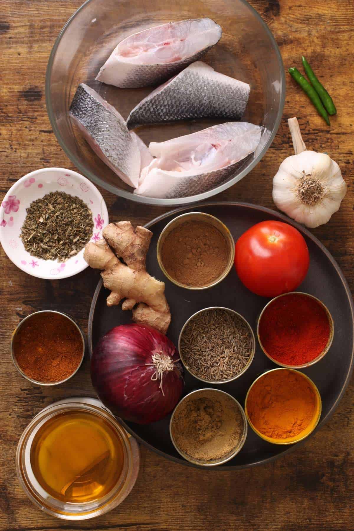 Ingredients for Punjabi Fish Curry