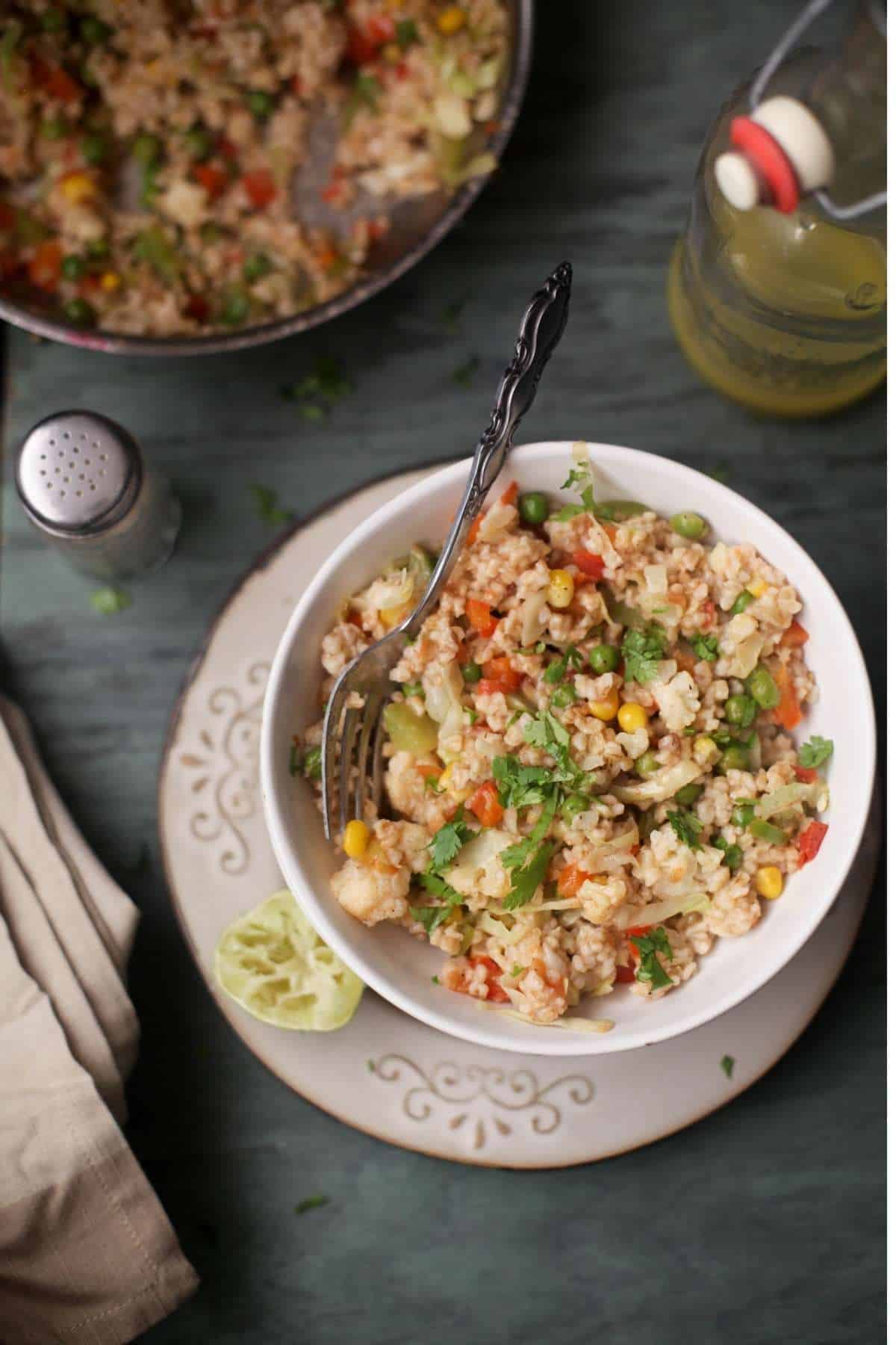 Dalia Upma With Orange Juice.