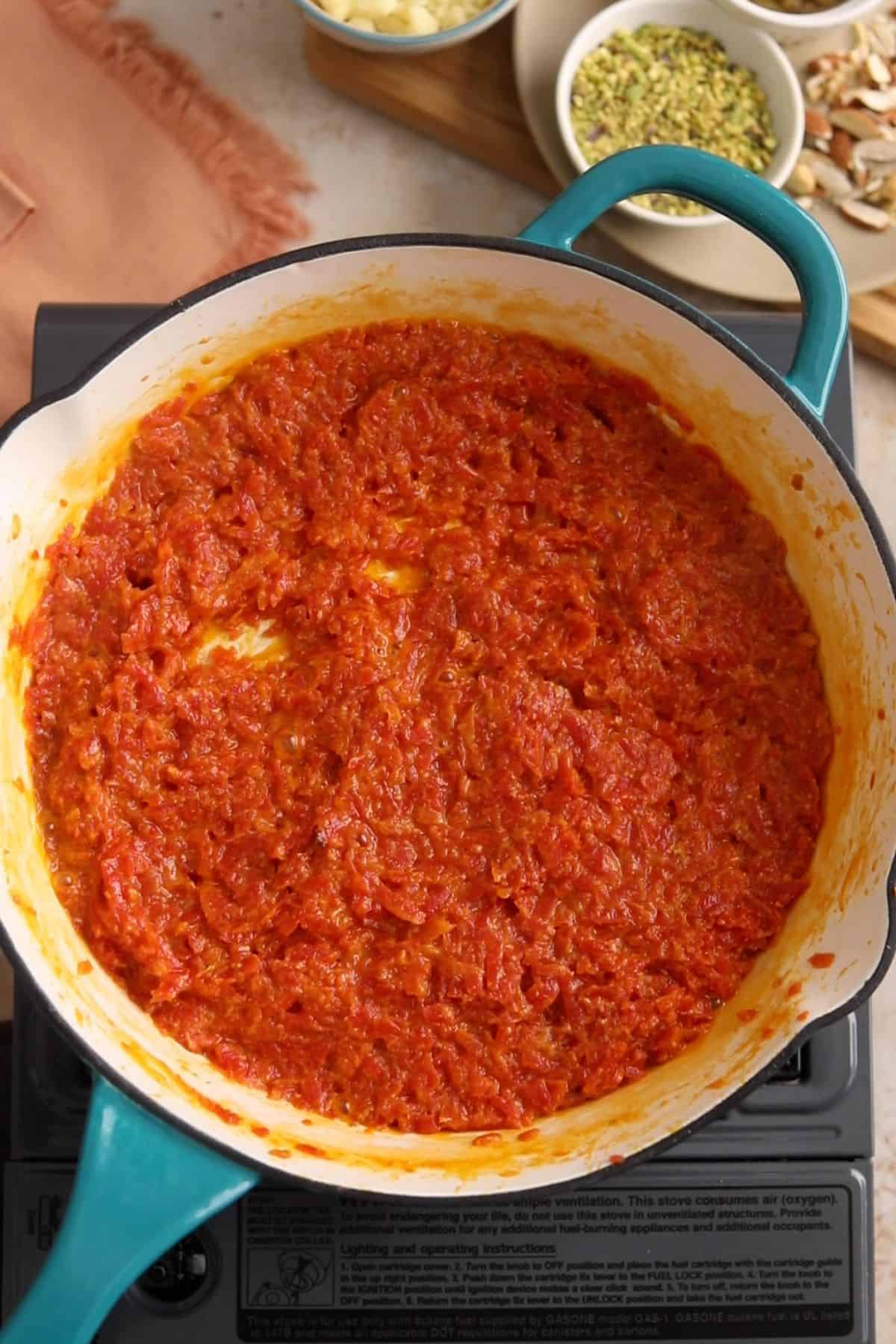 Carrots and sugar are cooked together until sugar dissolves.