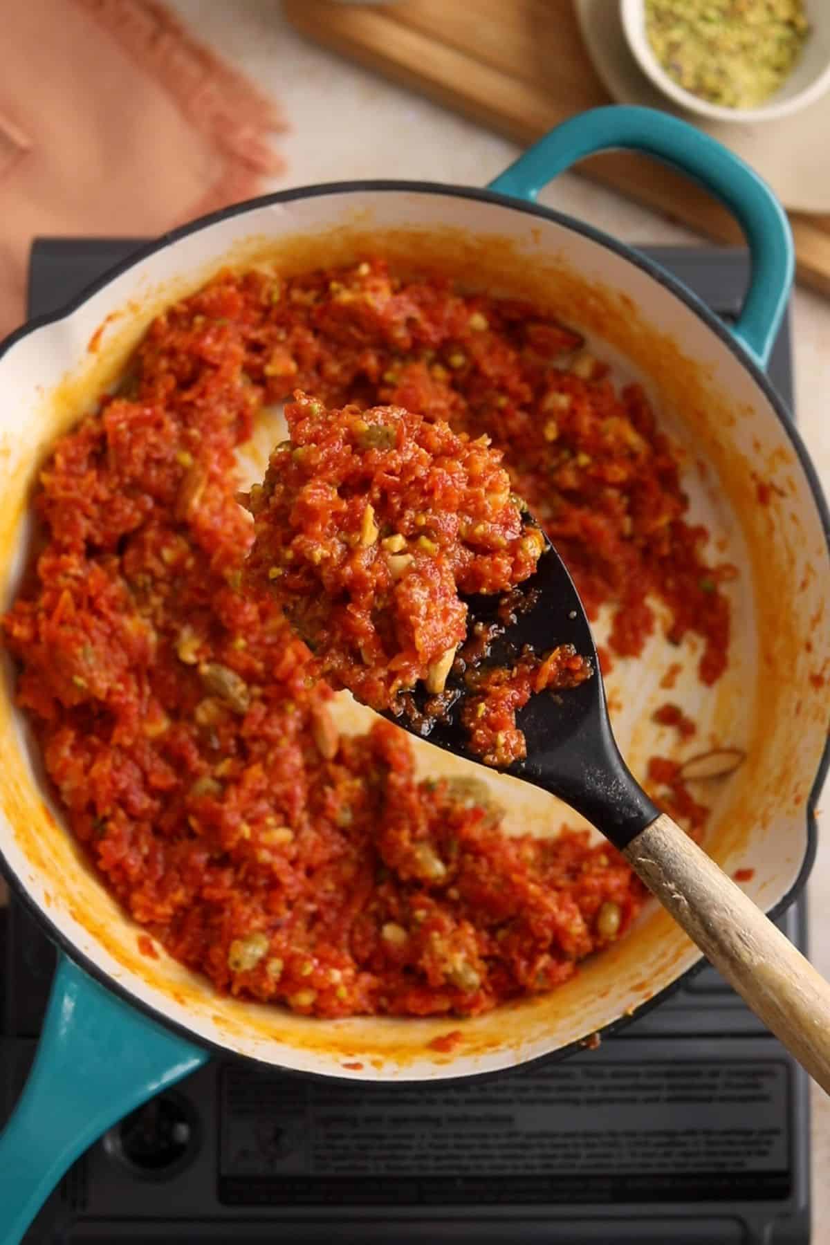 Carrot halwa is ready.