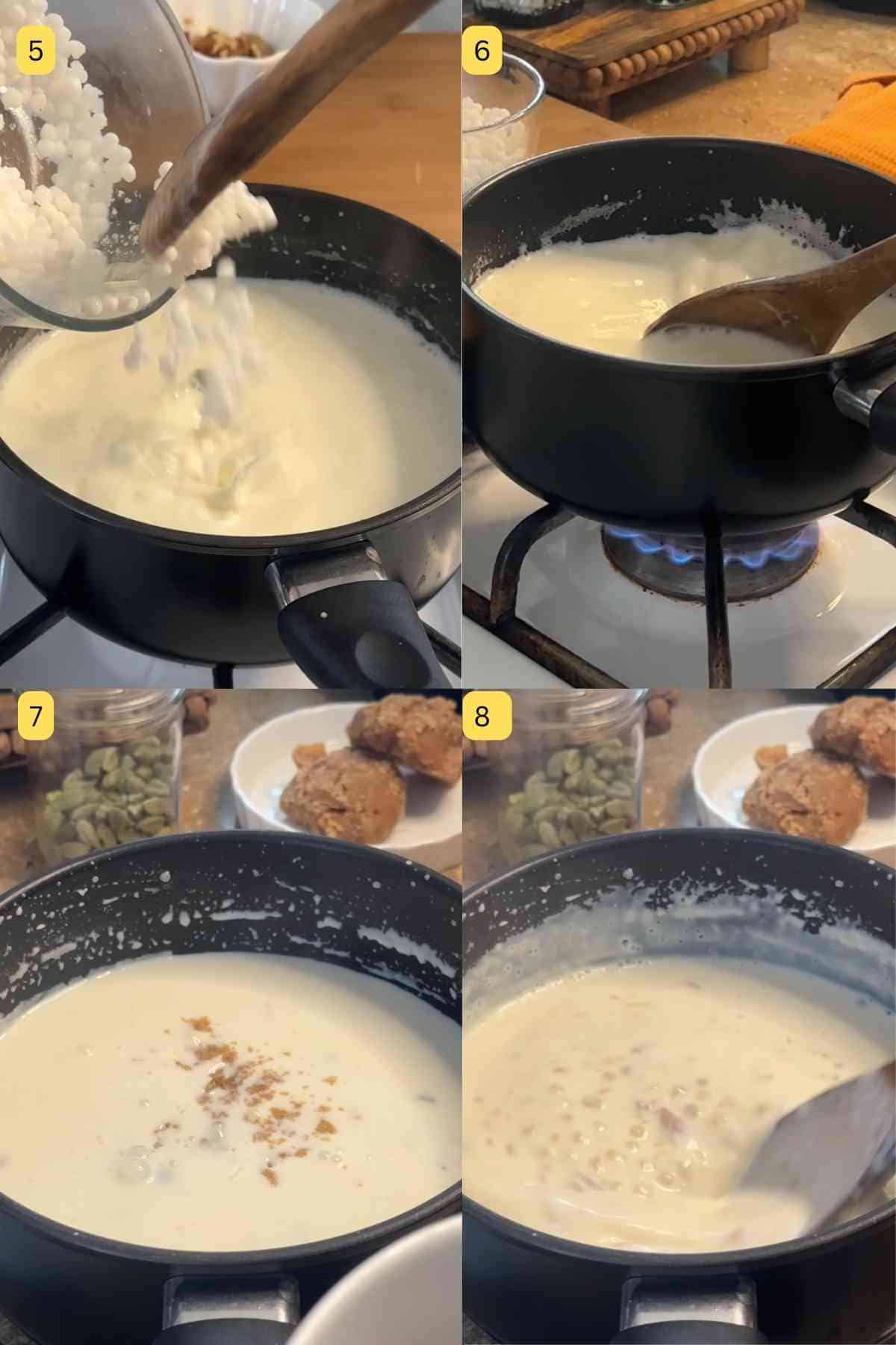 Making indian sago kheer.