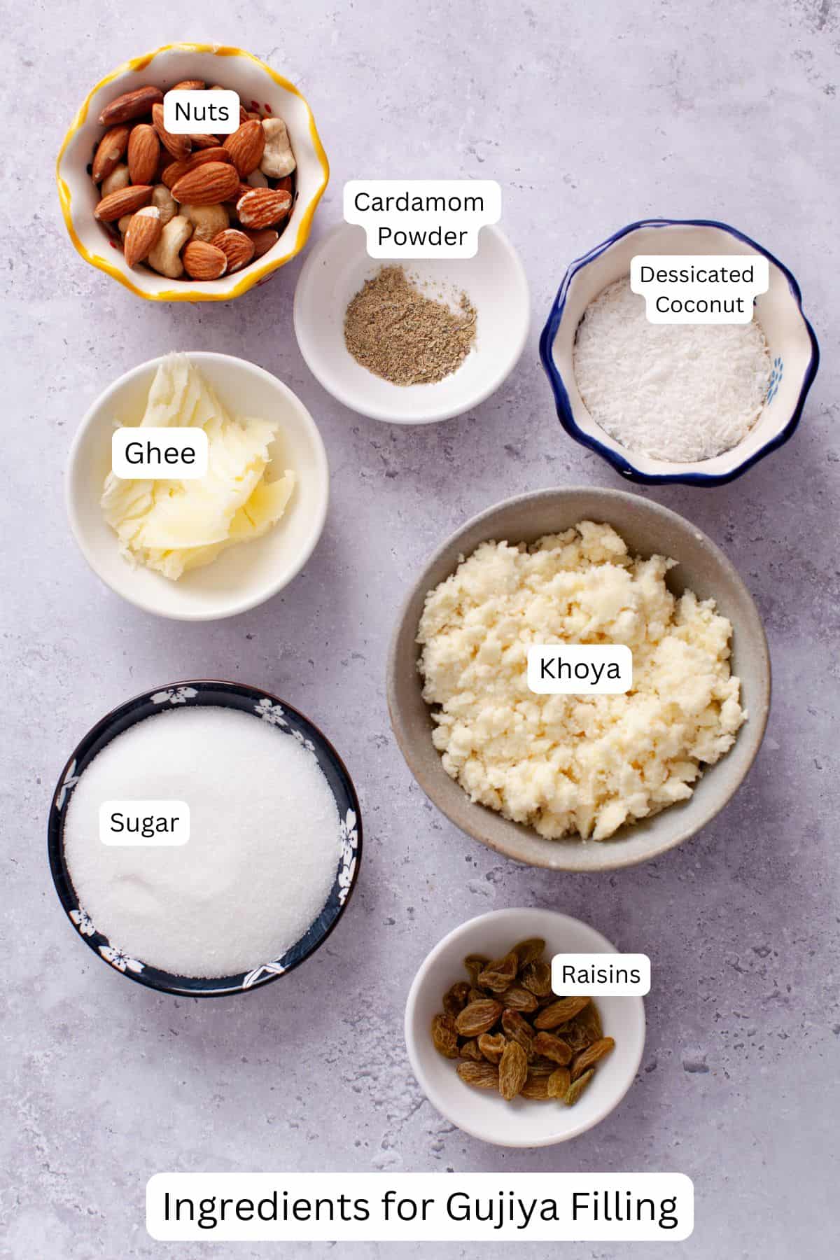 Ingredients for mawa filling.