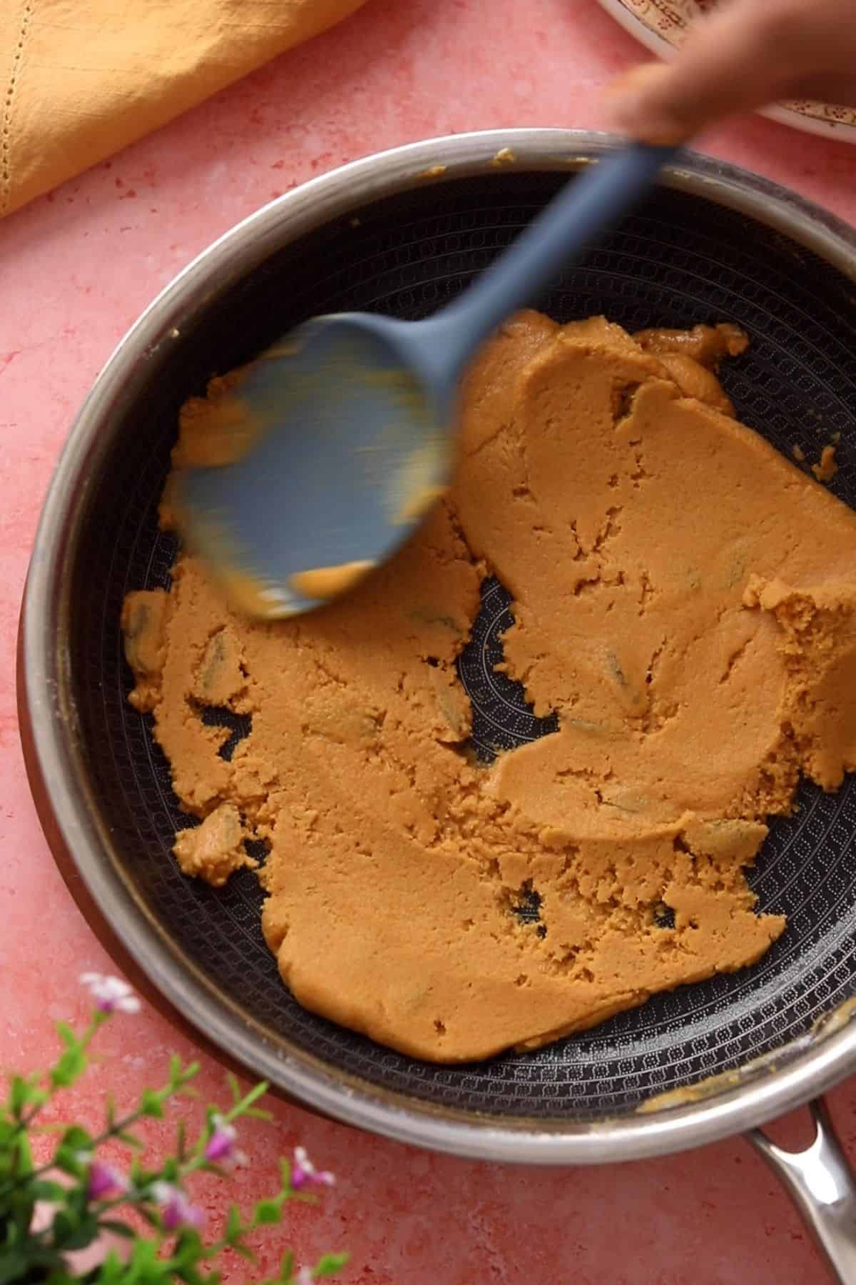 Besan ladoo mixture is ready. 
