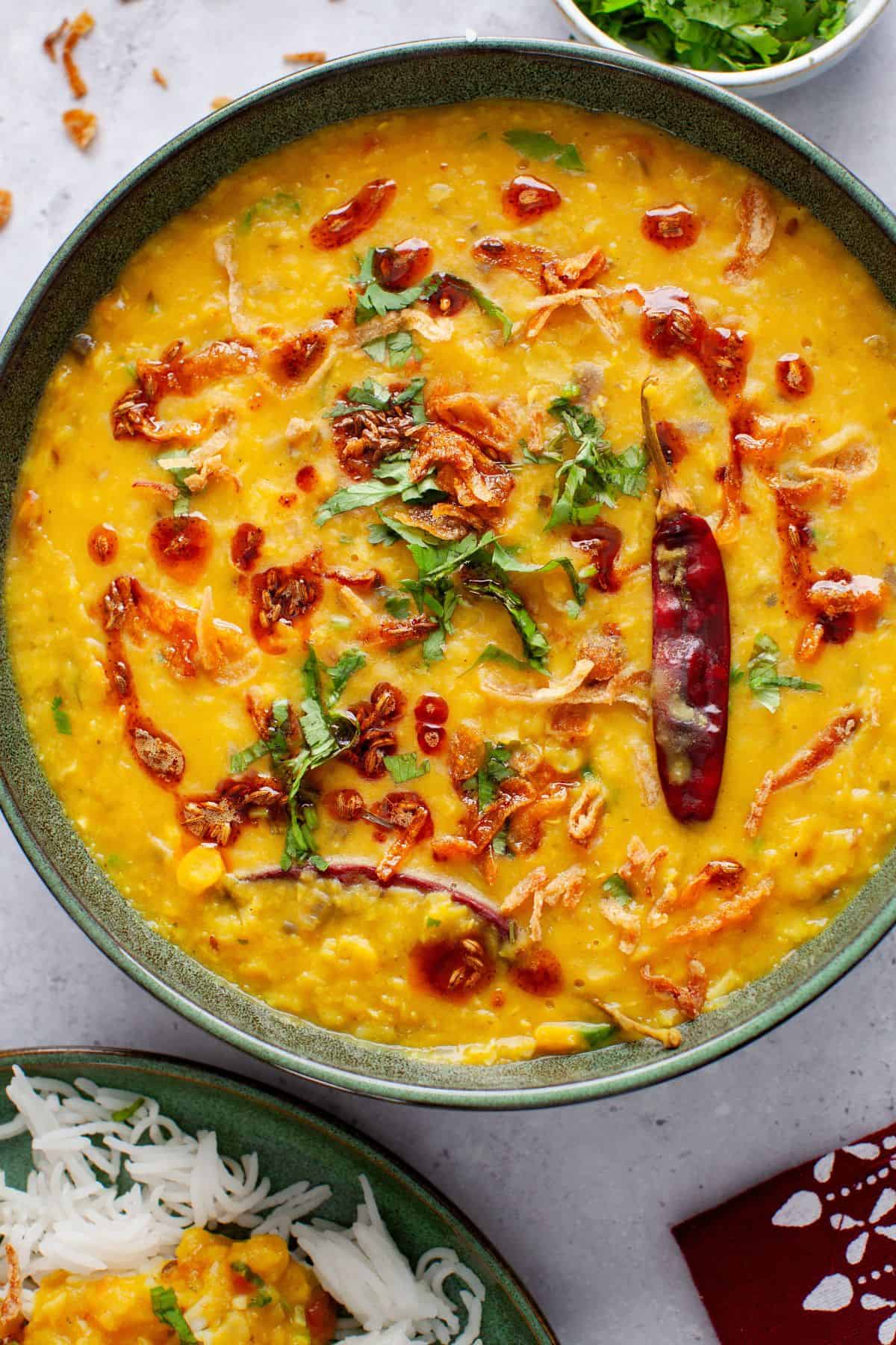 Closeup of dal tadka.