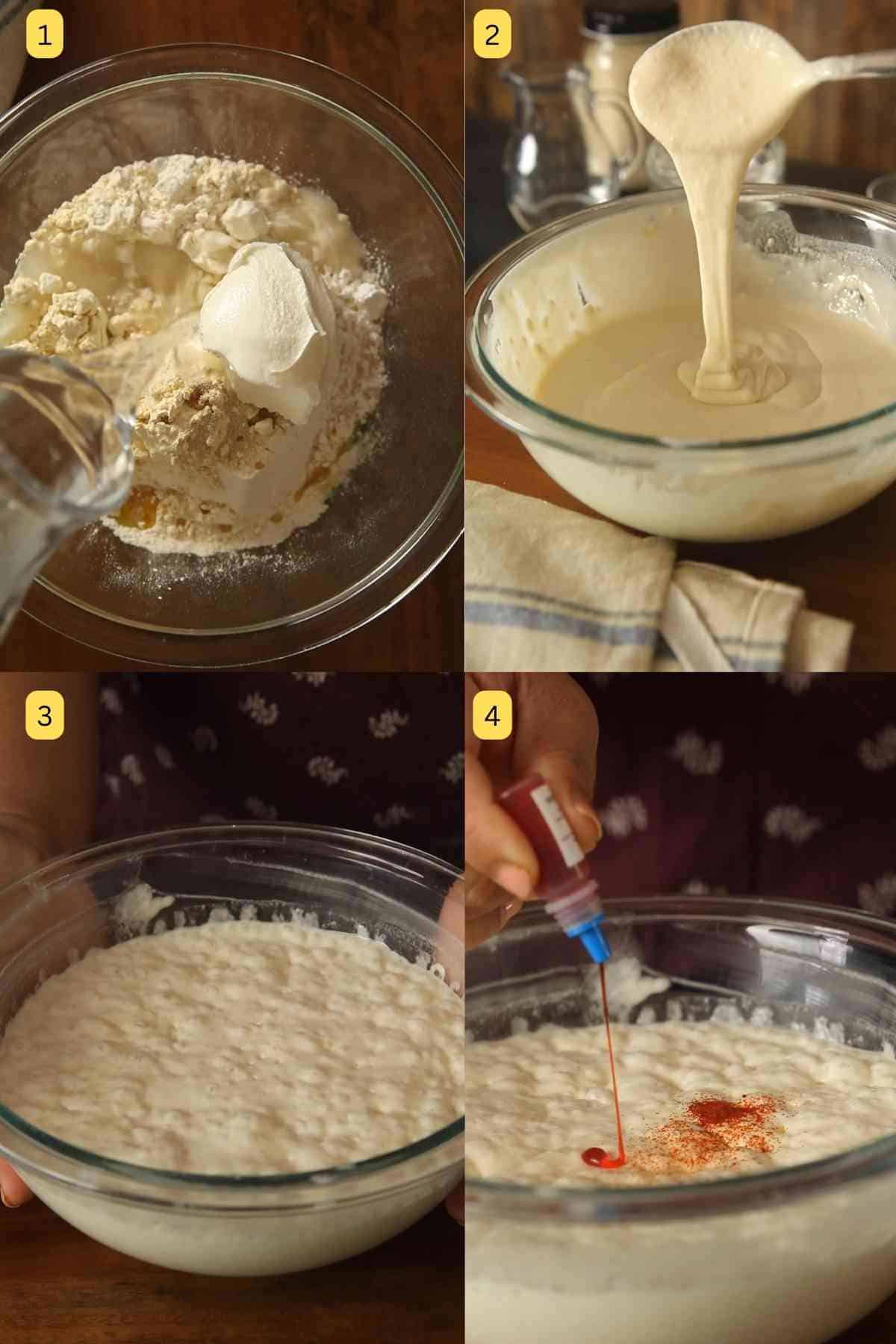 Making Jalebi batter with yeast.