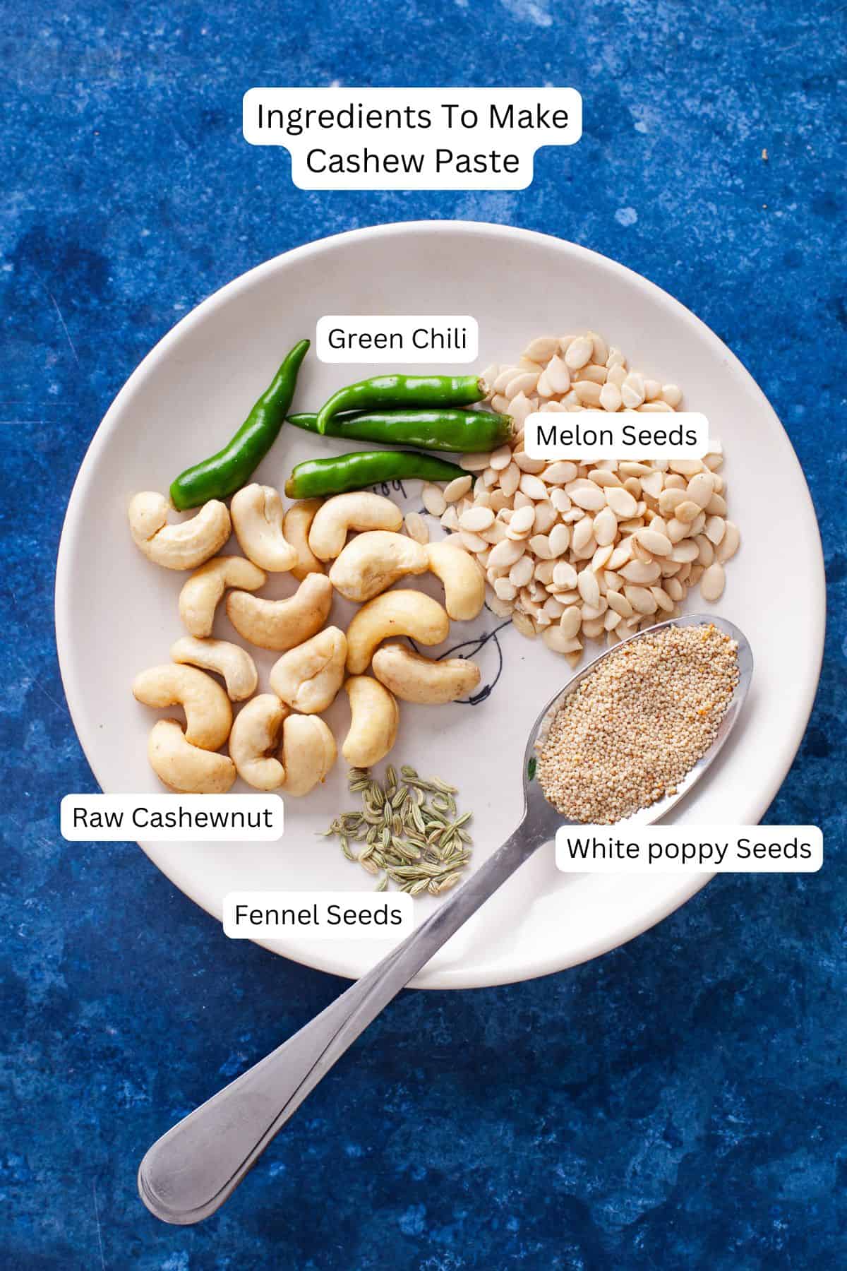 Ingredients for making the cashew paste.