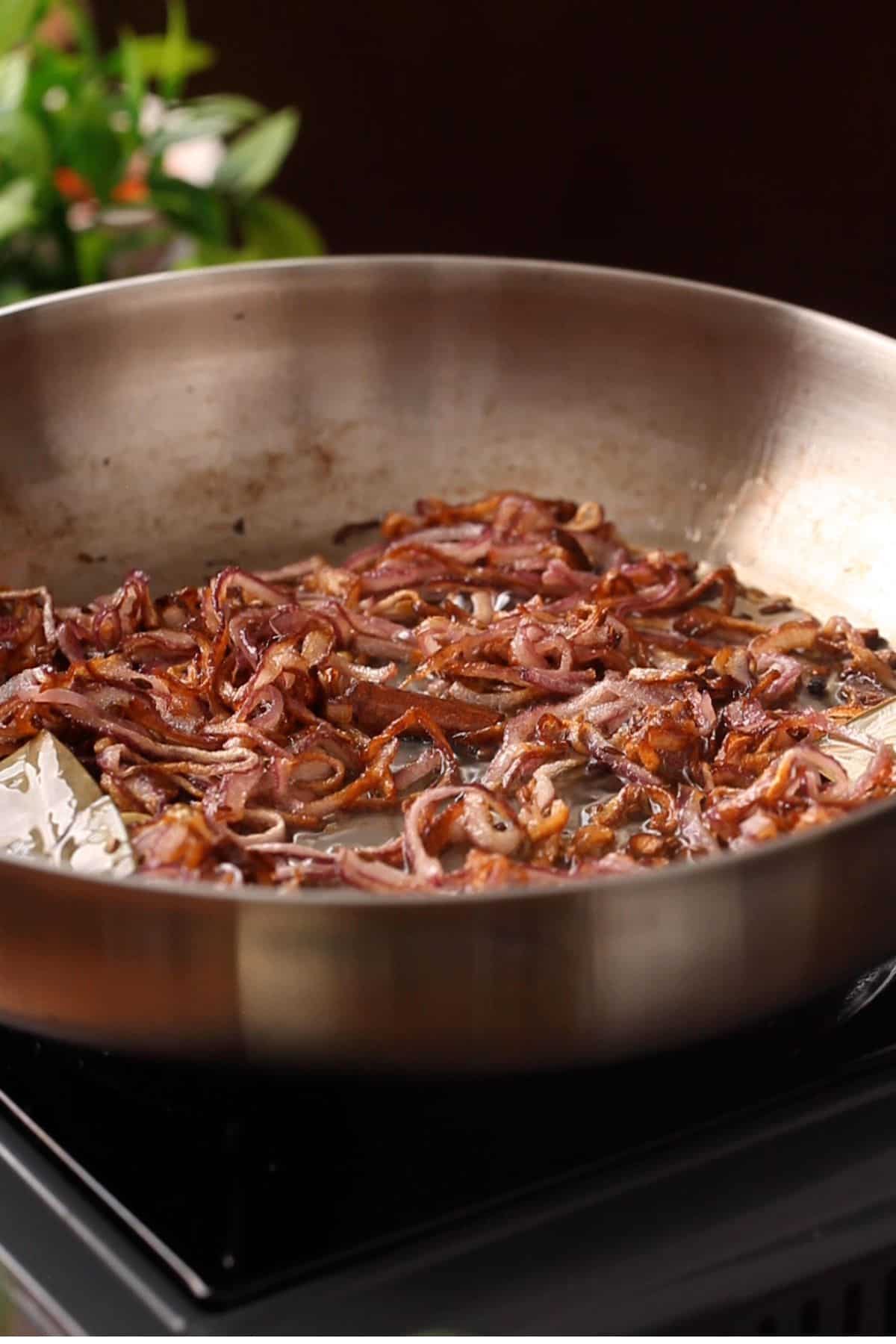 Onions are golden browned.