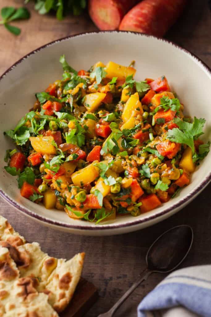 Carrot Peas Sabzi with rotis.