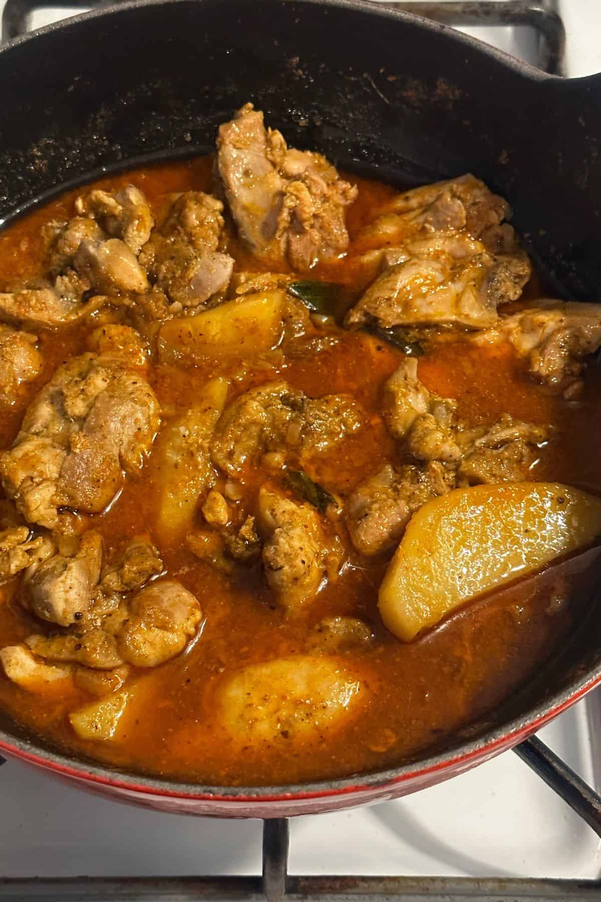Chicken vindaloo curry is ready to serve.
