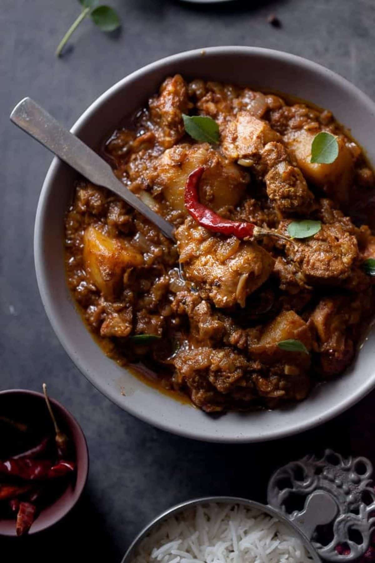 Closeup of spicy vindaloo curry.