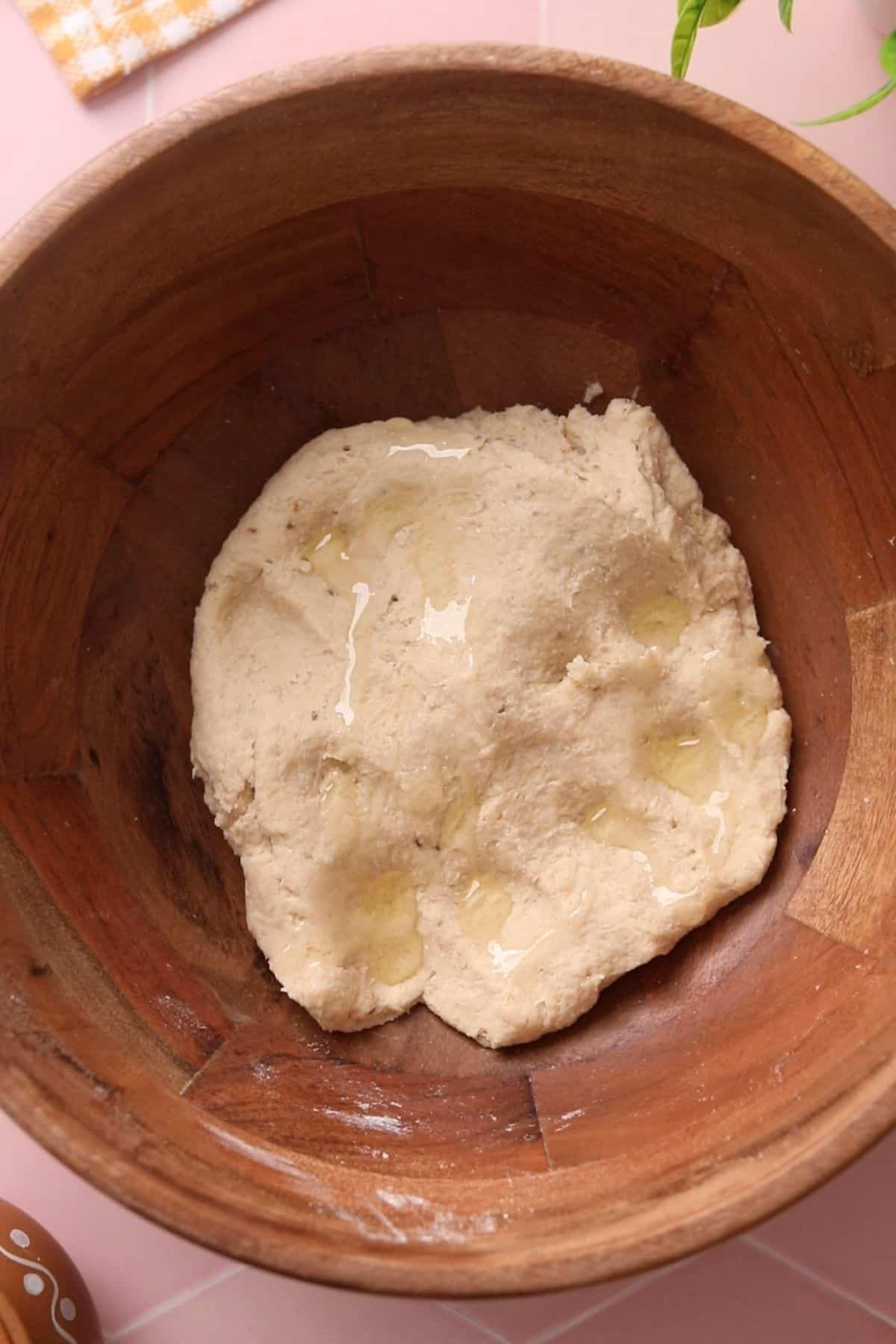 Oil is added to puri dough while kneading.