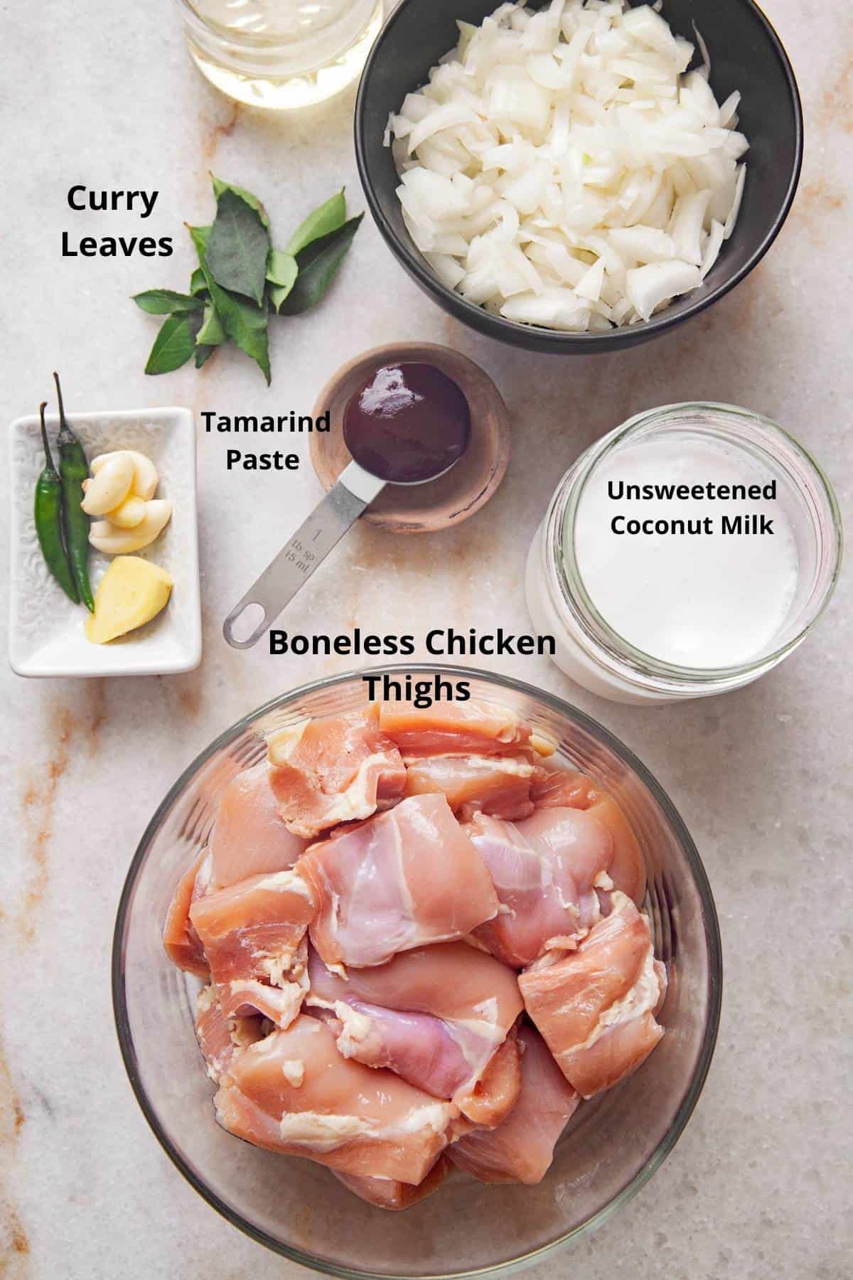 Ingredients for Coconut Chicken