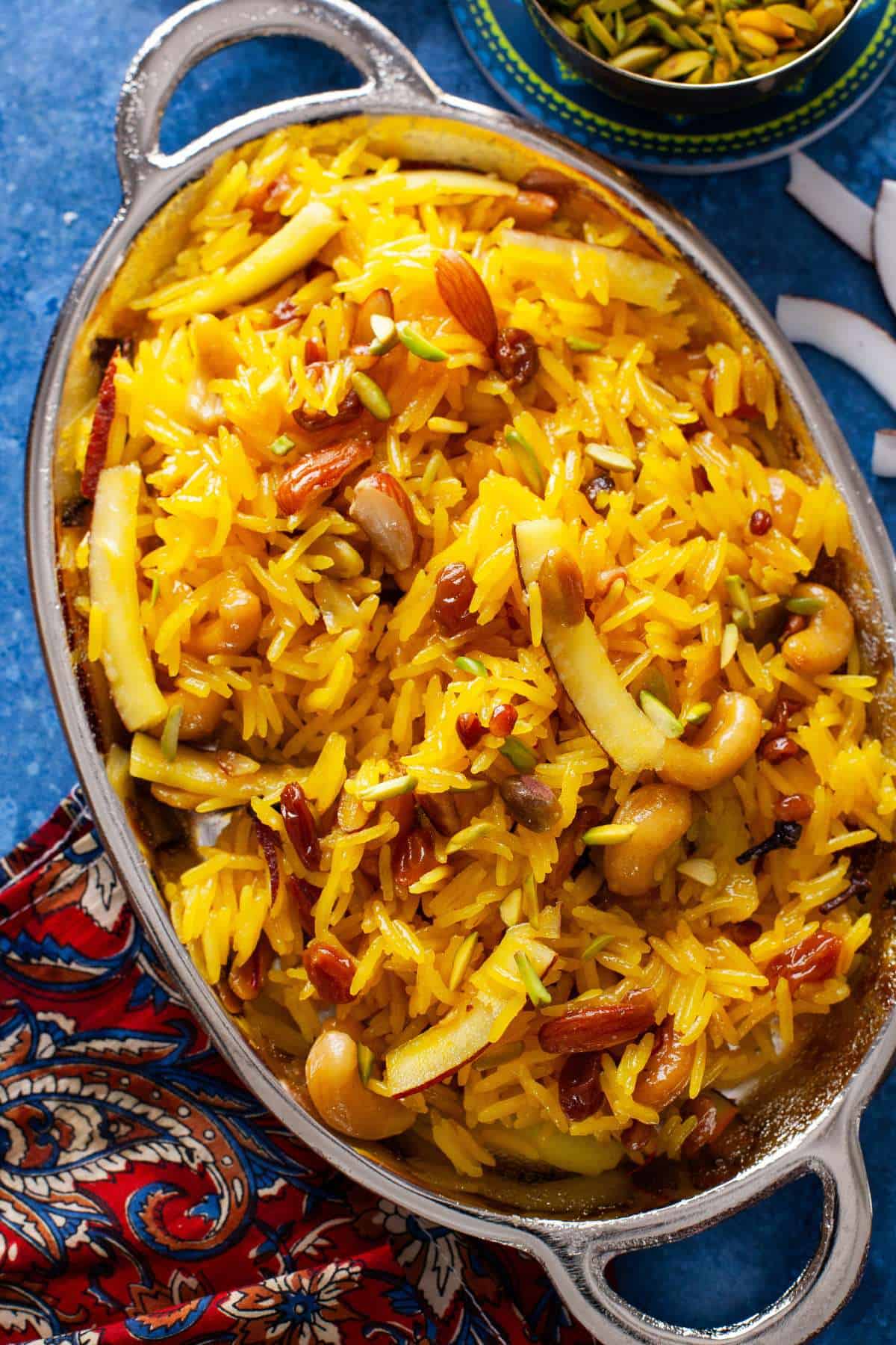 Close up image of zarda recipe. 