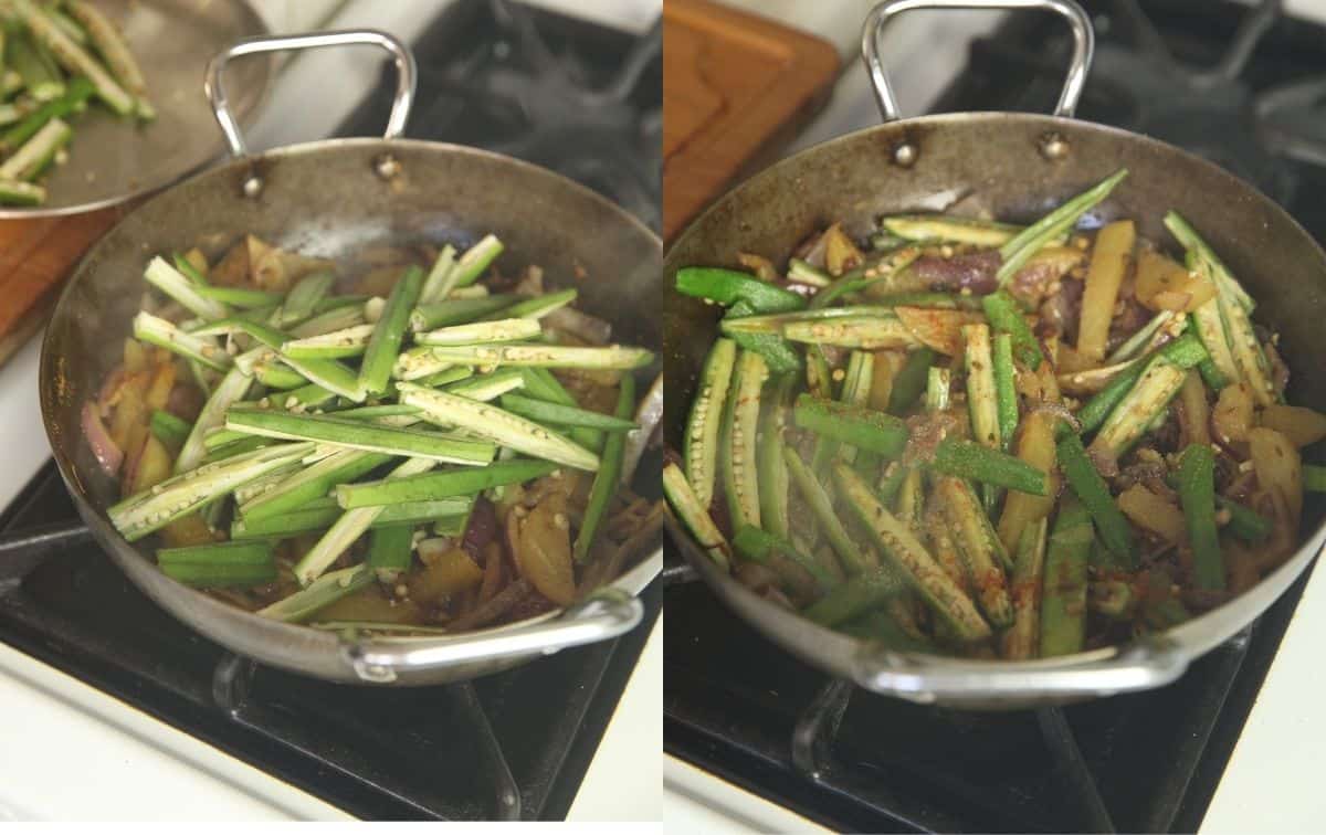 Cooking Steps Okra & Potatoes