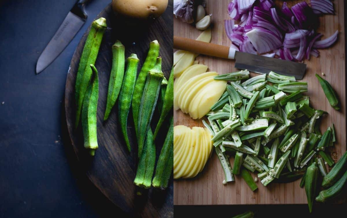 Okra & Potatoes Prepped