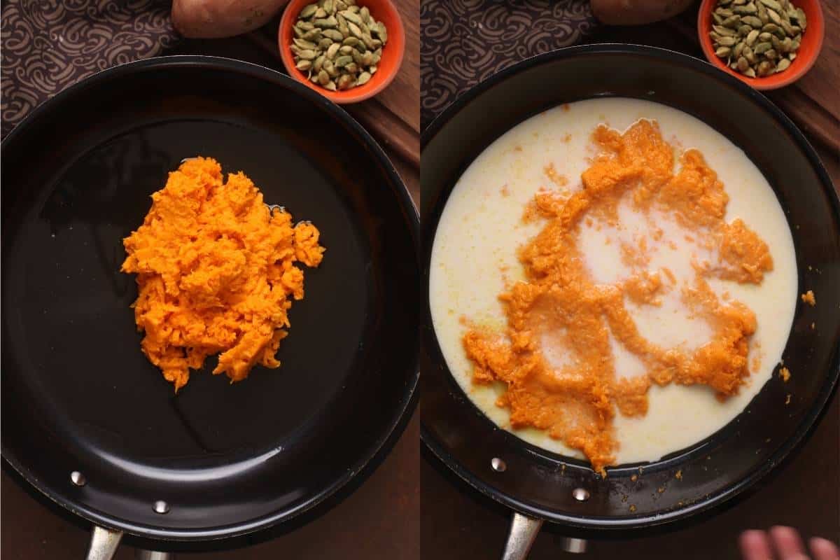 Sweet Potatoes Cooked In Milk to make Peda