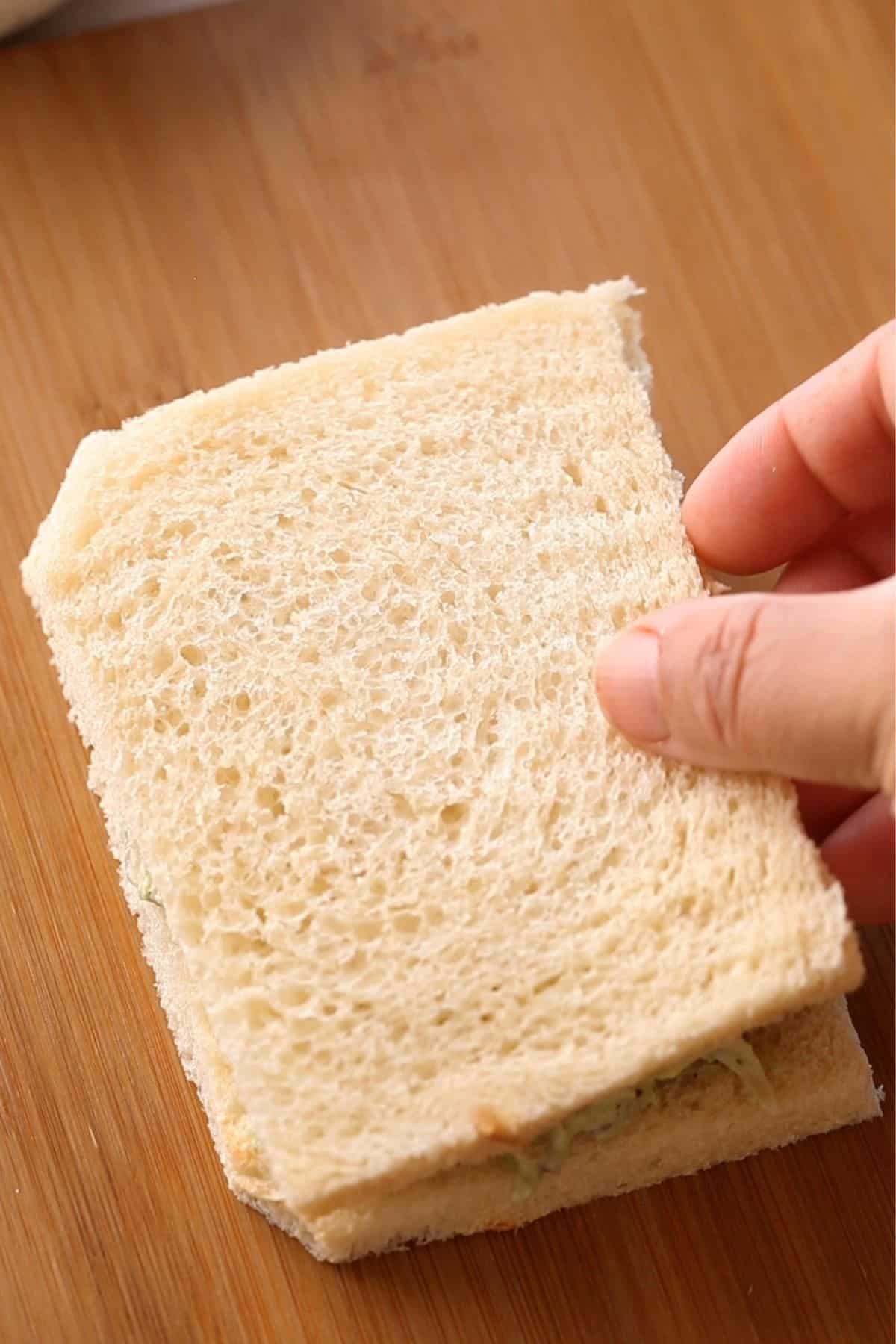 Second slice of bread placed to create a sandwich.