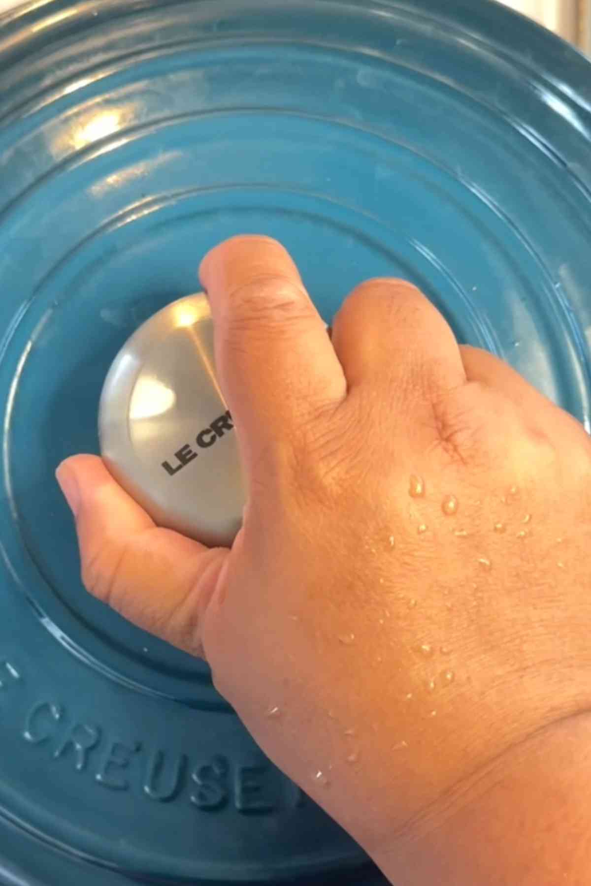 Cover the dutch pot to cook the mutton pulao.