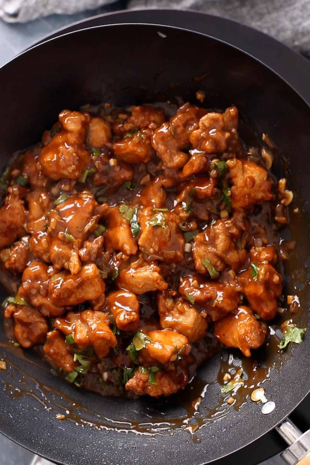 Toss well and chicken manchurian is ready!