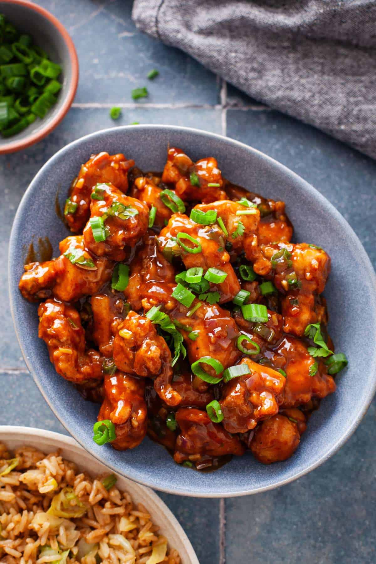 Close up of crispy chicken manchurian. 