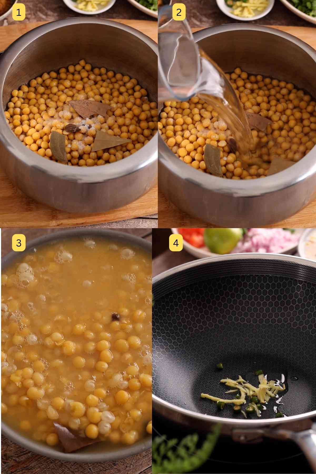 Step photos of making Delhi matar kulcha.