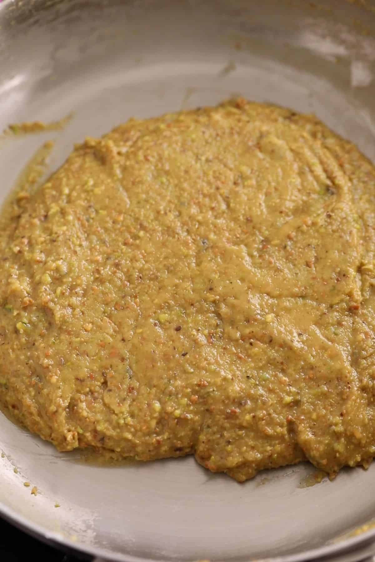 Pistachio ladoo mixture is ready.