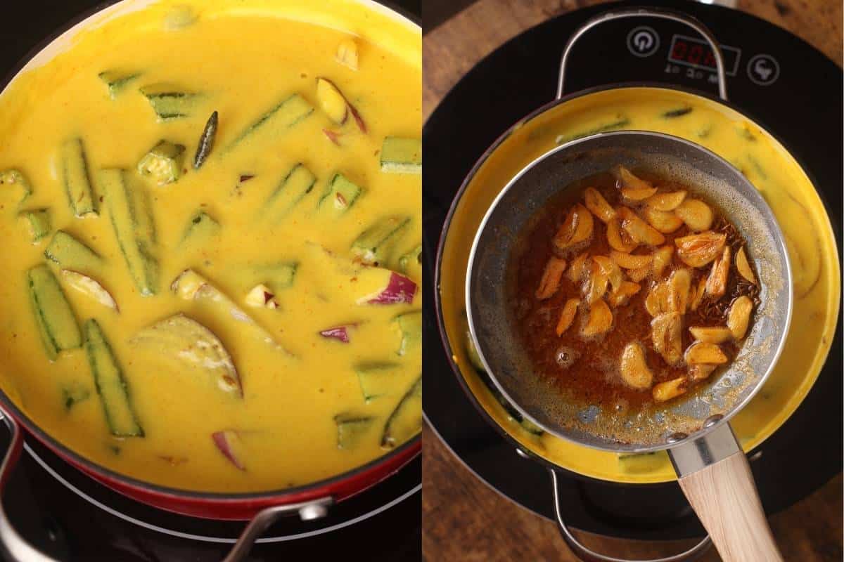 Tempered OKra Pyaz Kadhi in a Pot