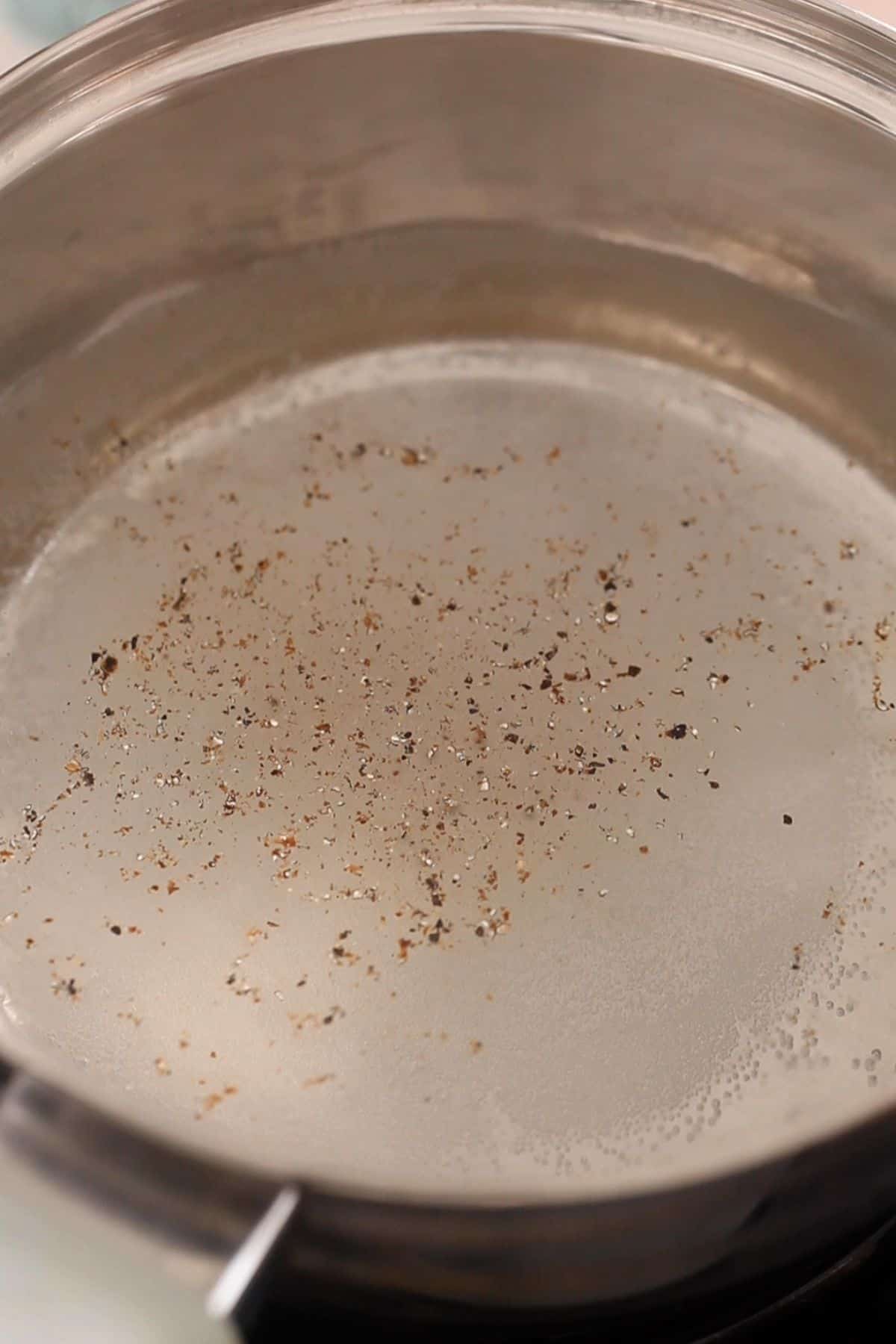 Sugar syrup for making sooji halwa.