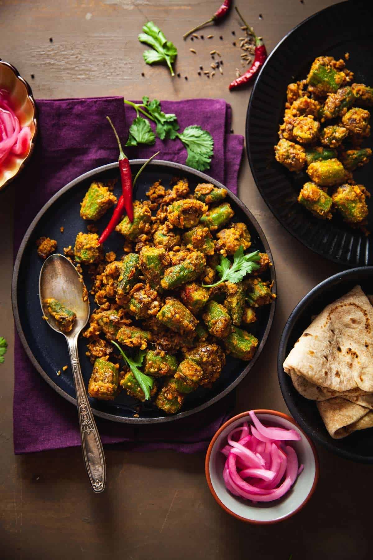 Besan Bhindi In aa Black Plate.