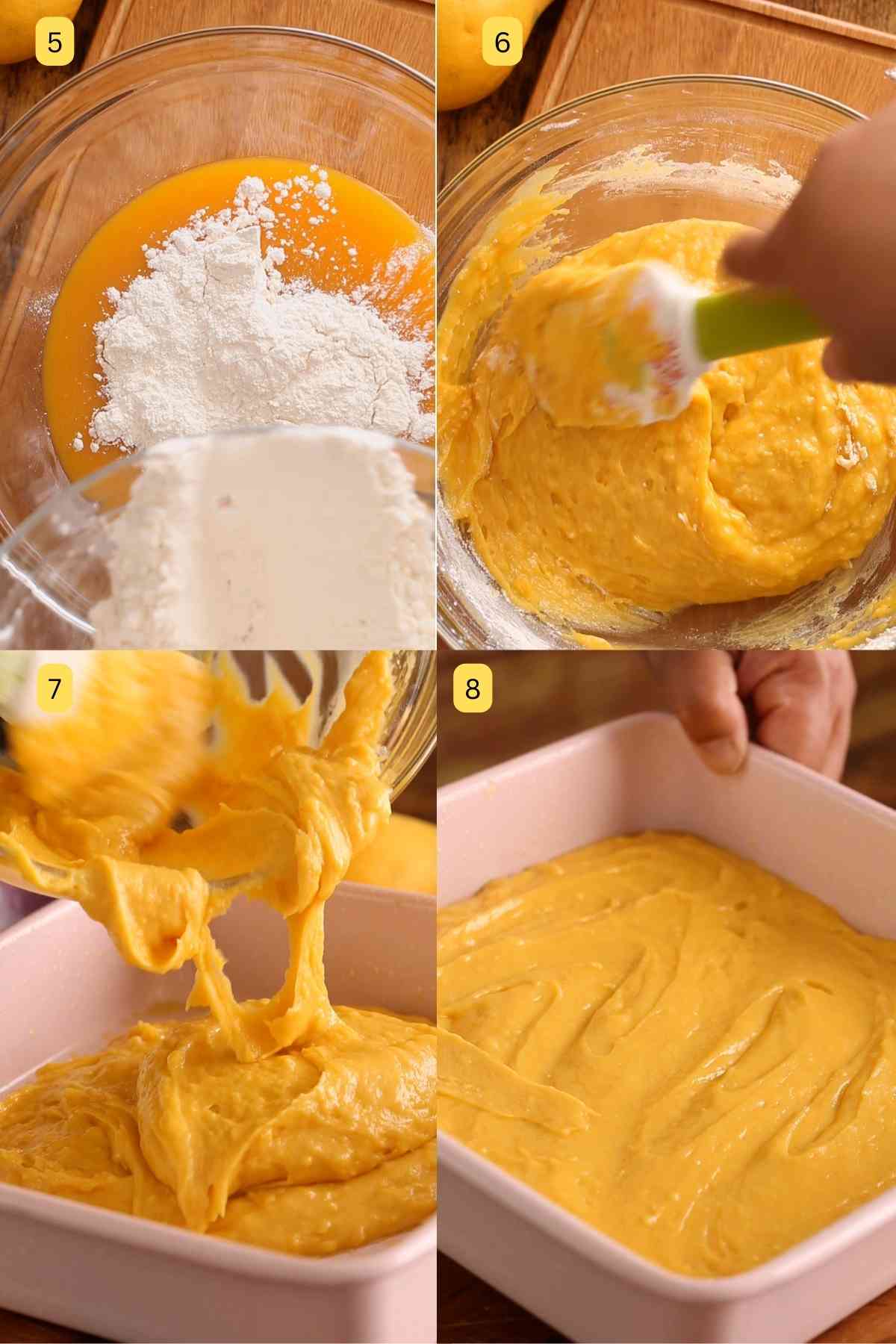 Step photos of making cake batter