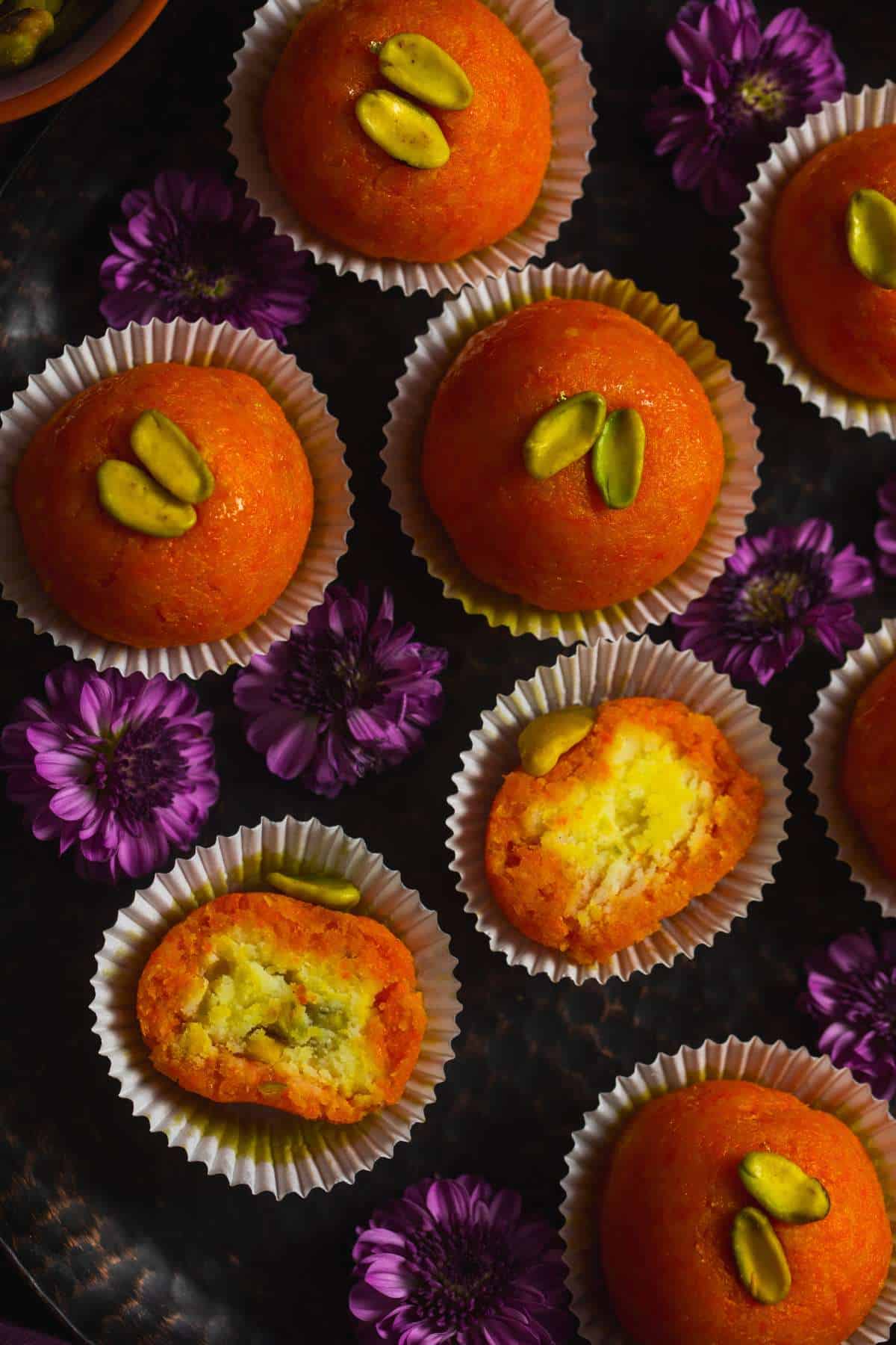 Close up of carrot ladoo.