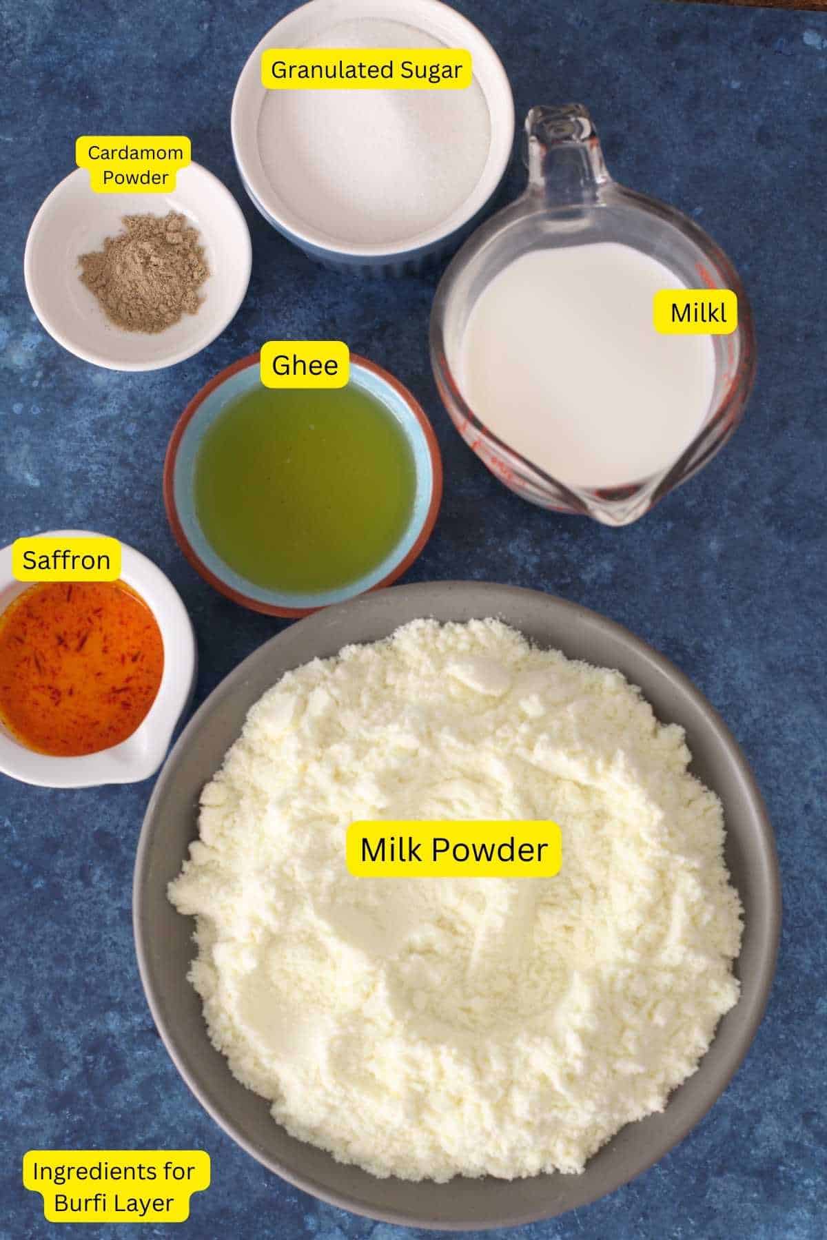 Ingredients Needed to Make burfi layer.