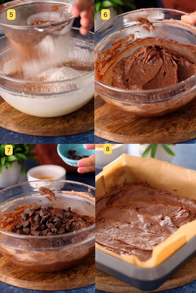 Making brownie batter.