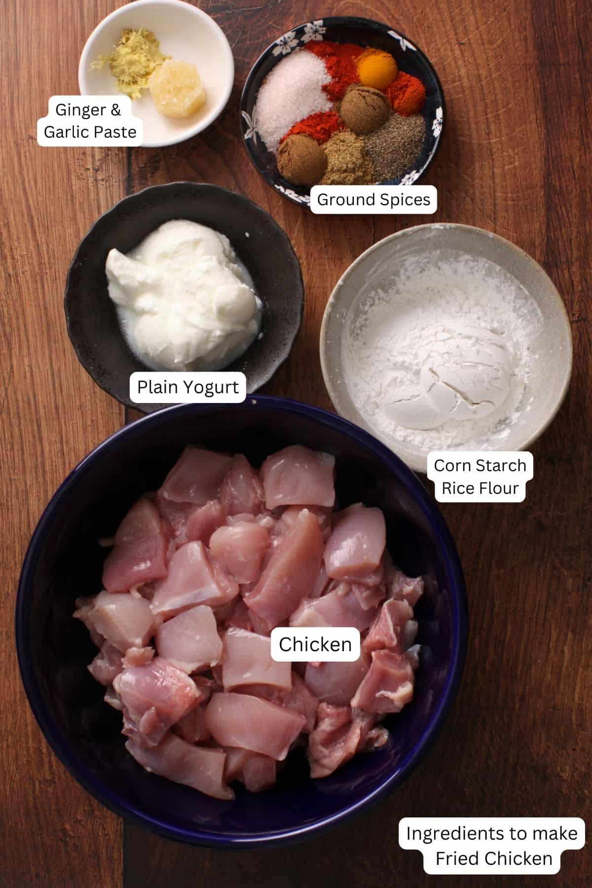 Ingredients for marinating the chicken.