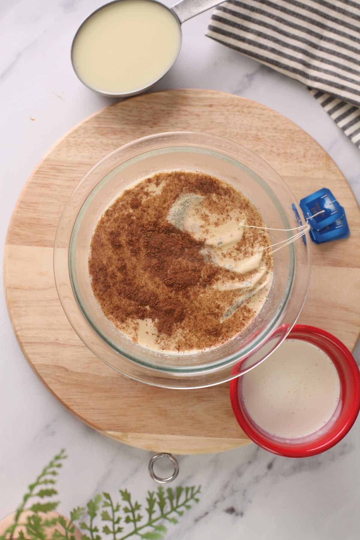 3 milk mixture infused with chai masala spices.