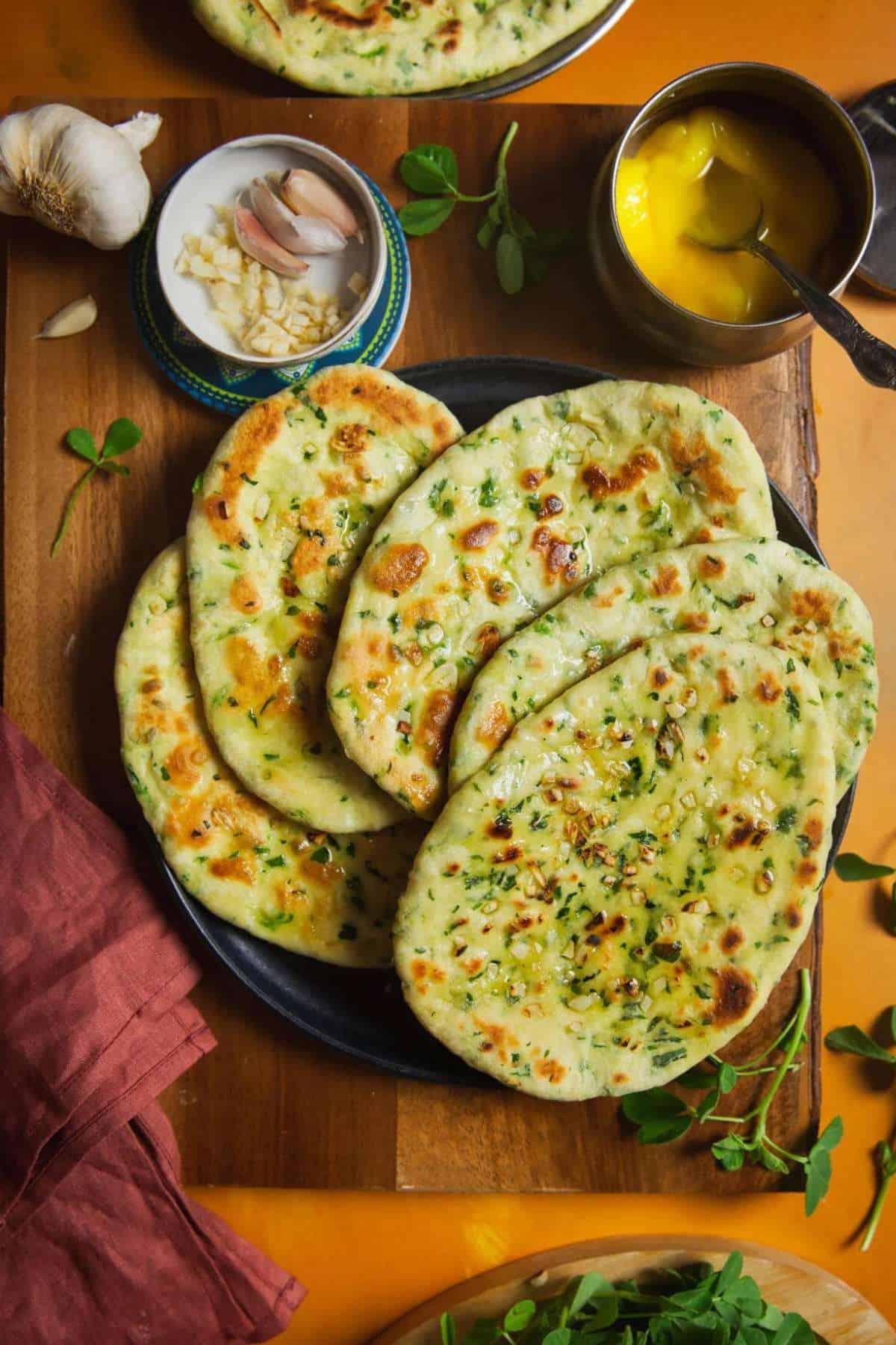 No yeast naan brushed with butter.