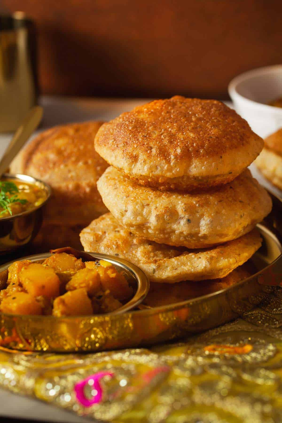 Stack of bedmi puri.