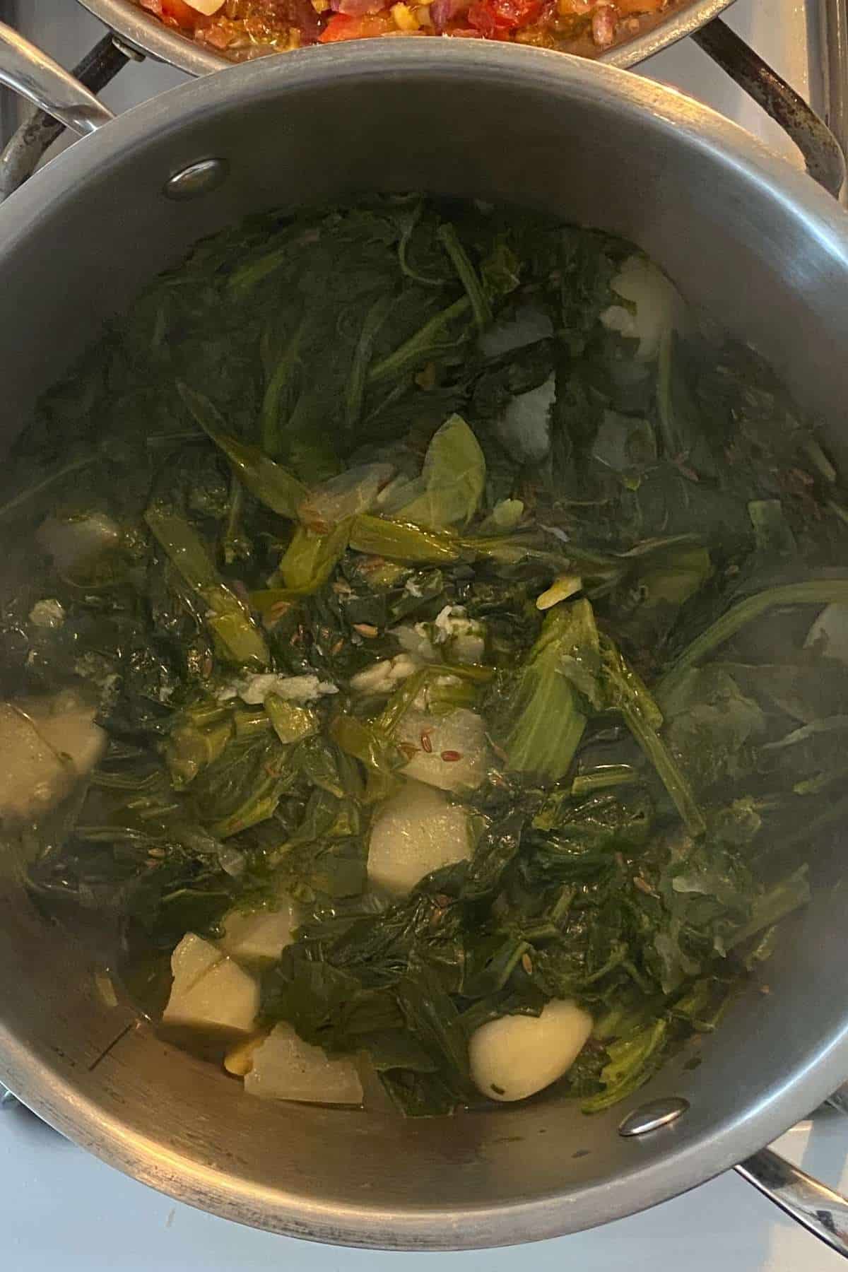 Leafy green snad vegetables are soft and mushy.