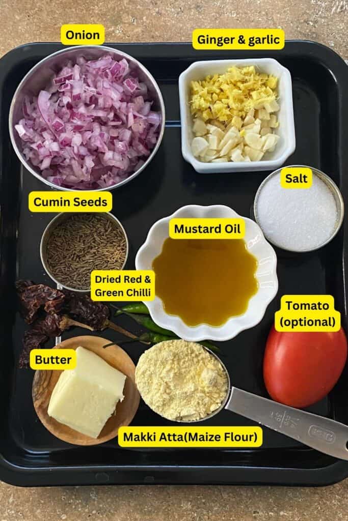 Ingredients for tempering saag