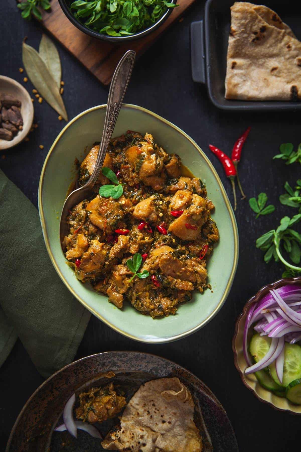 Sinfully Spicy Fresh Methi Chicken 