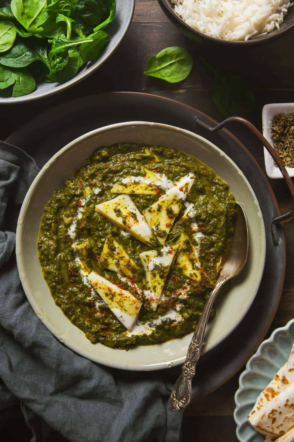 Sinfully Spicy - Palak Paneer served in a bowl