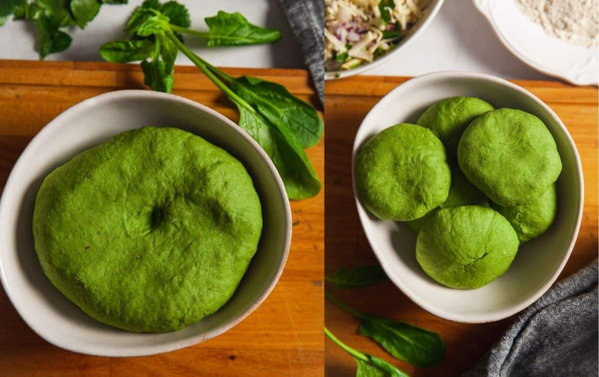 Kneaded Spinach Dough For Palak Paneer Paratha