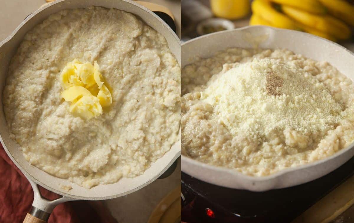 Adding ghee, milk powder & cardamom