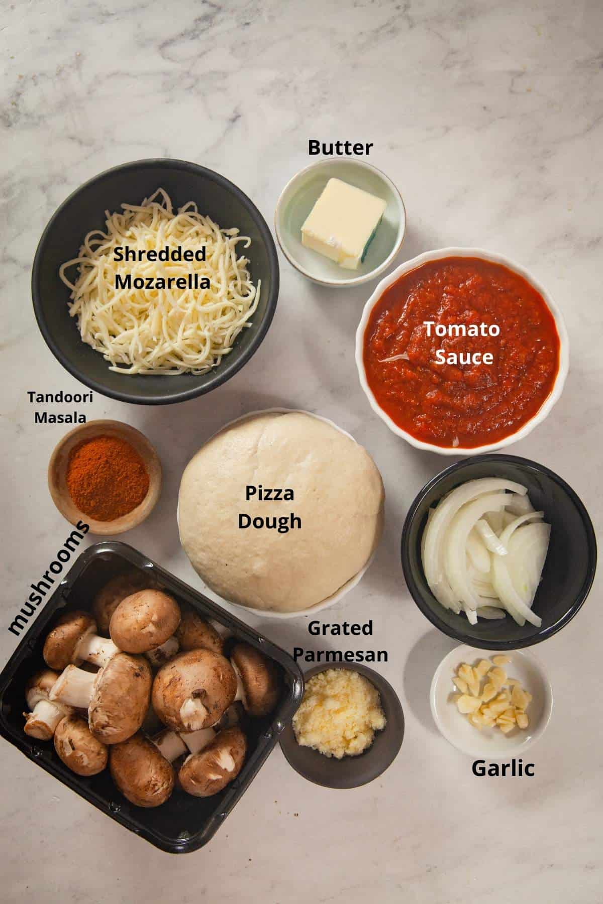Ingredients Needed for Tandoori Mushroom Pizza