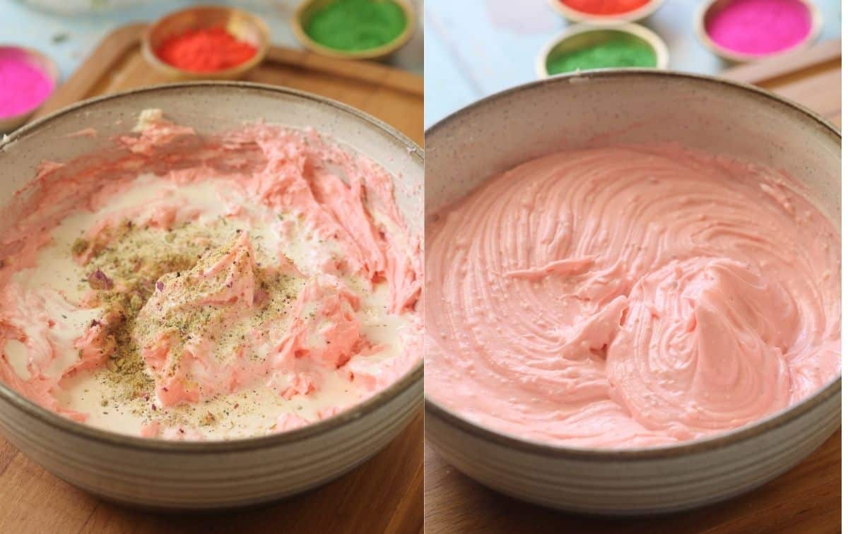 No bake rose cheesecake filling with thandai masala