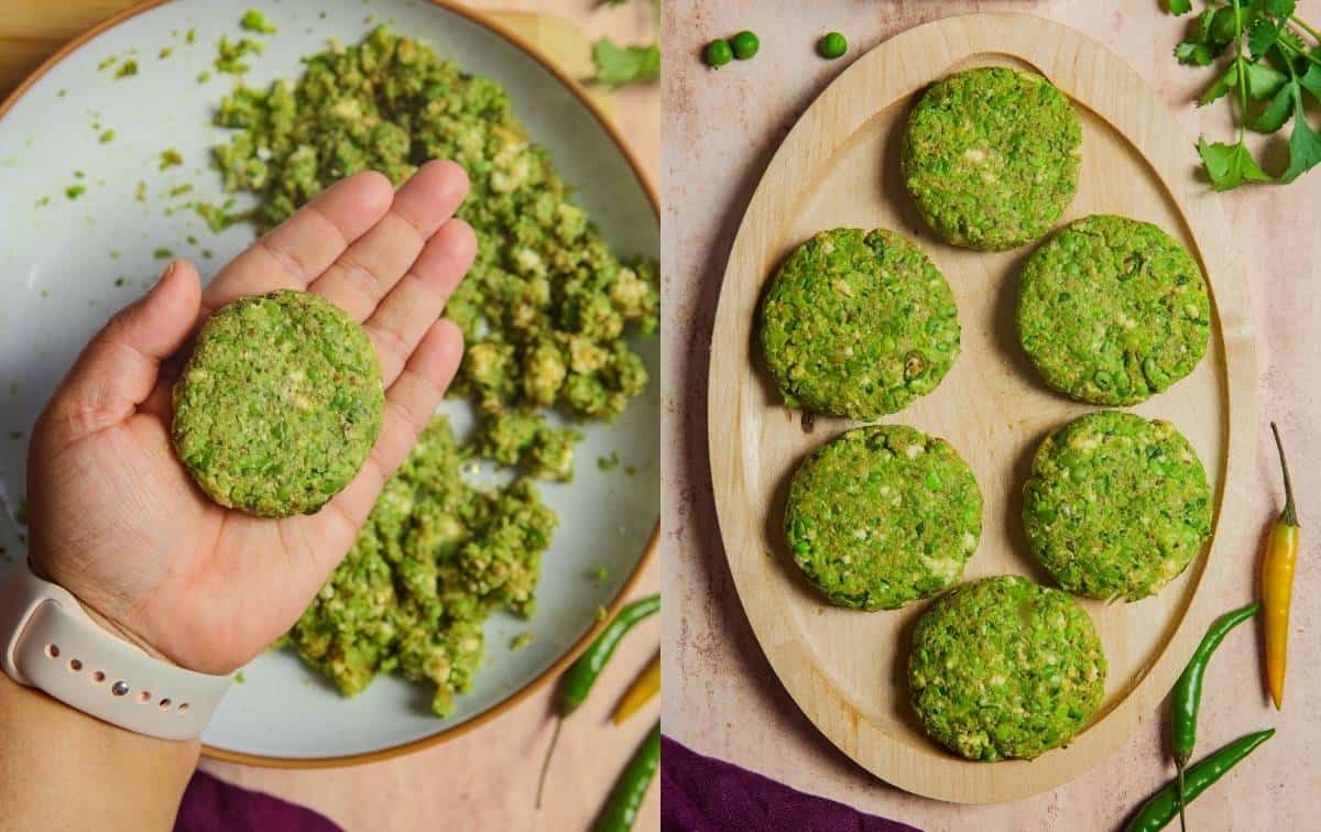 Peas Patty shaped into rounds. 