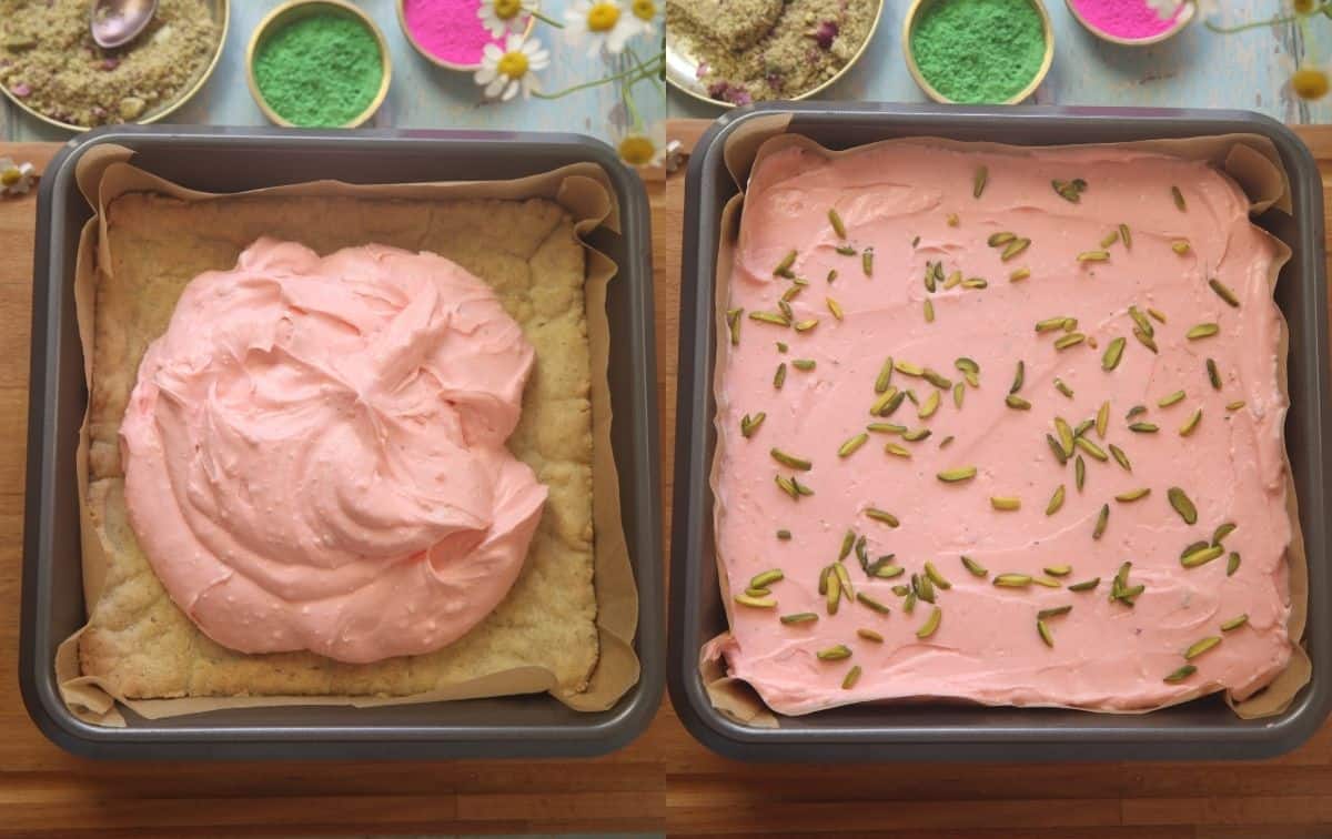 Cheese filling set on shortbread crust