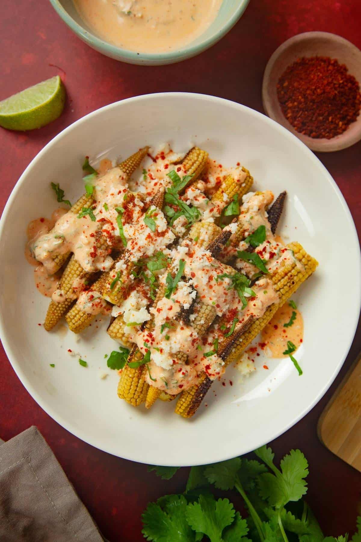 Baby Corn Elote Close up